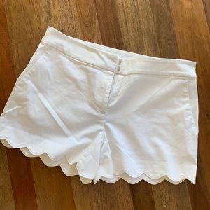 White scalloped shorts